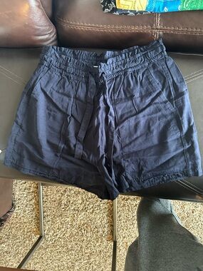 Pull&Bear Navy High-Waist Drawstring Shorts